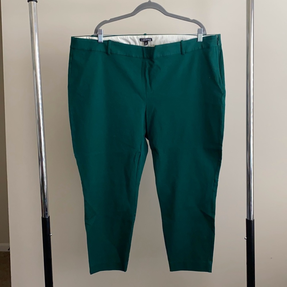 J Crew Mercantile Winnie Green Side Zip Ankle Pant